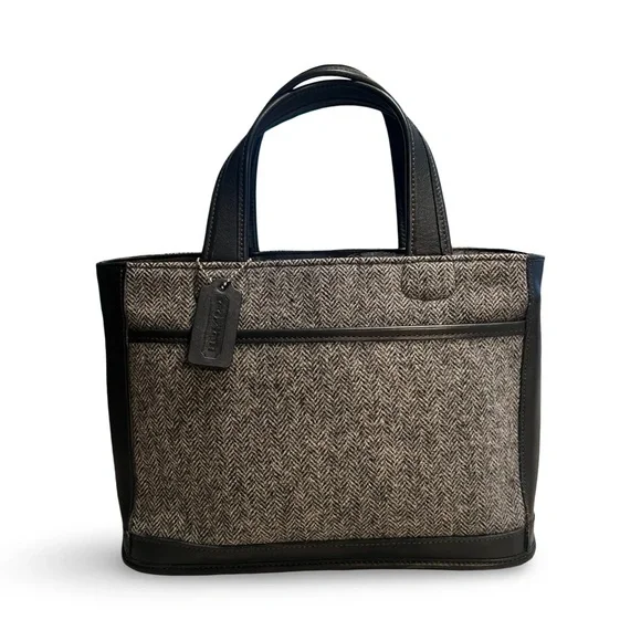 1999 COACH Bleecker Tweed Satchel Bag in Gray and Black made in USA - Picture 13 of 14